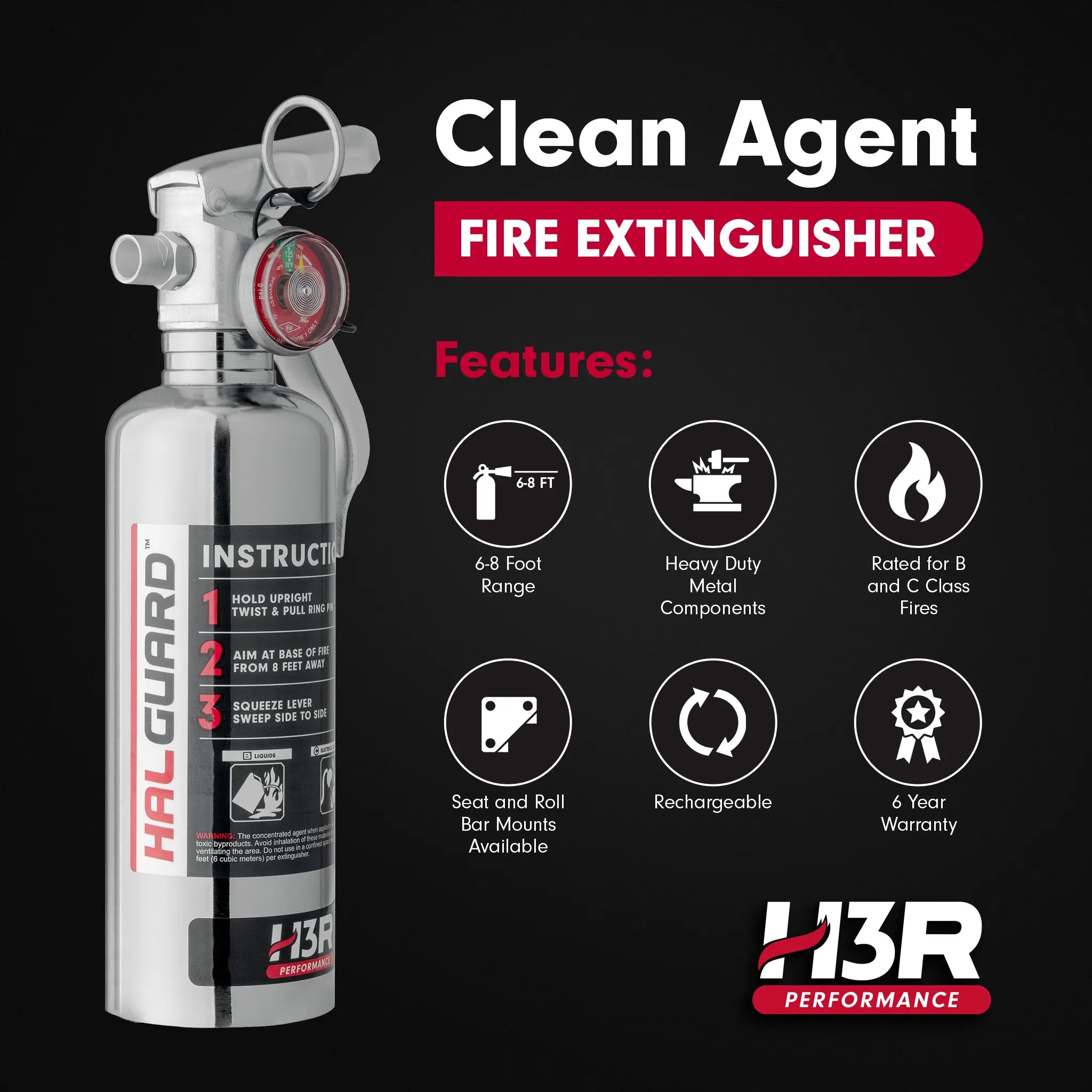 HalGuard Clean Agent Car Fire Extinguisher - 1.4 lb.