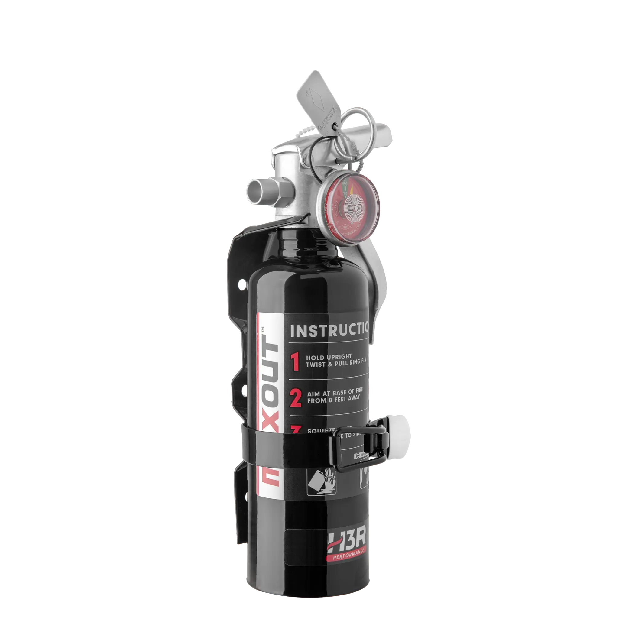 MaxOut Dry Chemical Car Fire Extinguisher - 1.0 lb. - Black finish with Bracket
