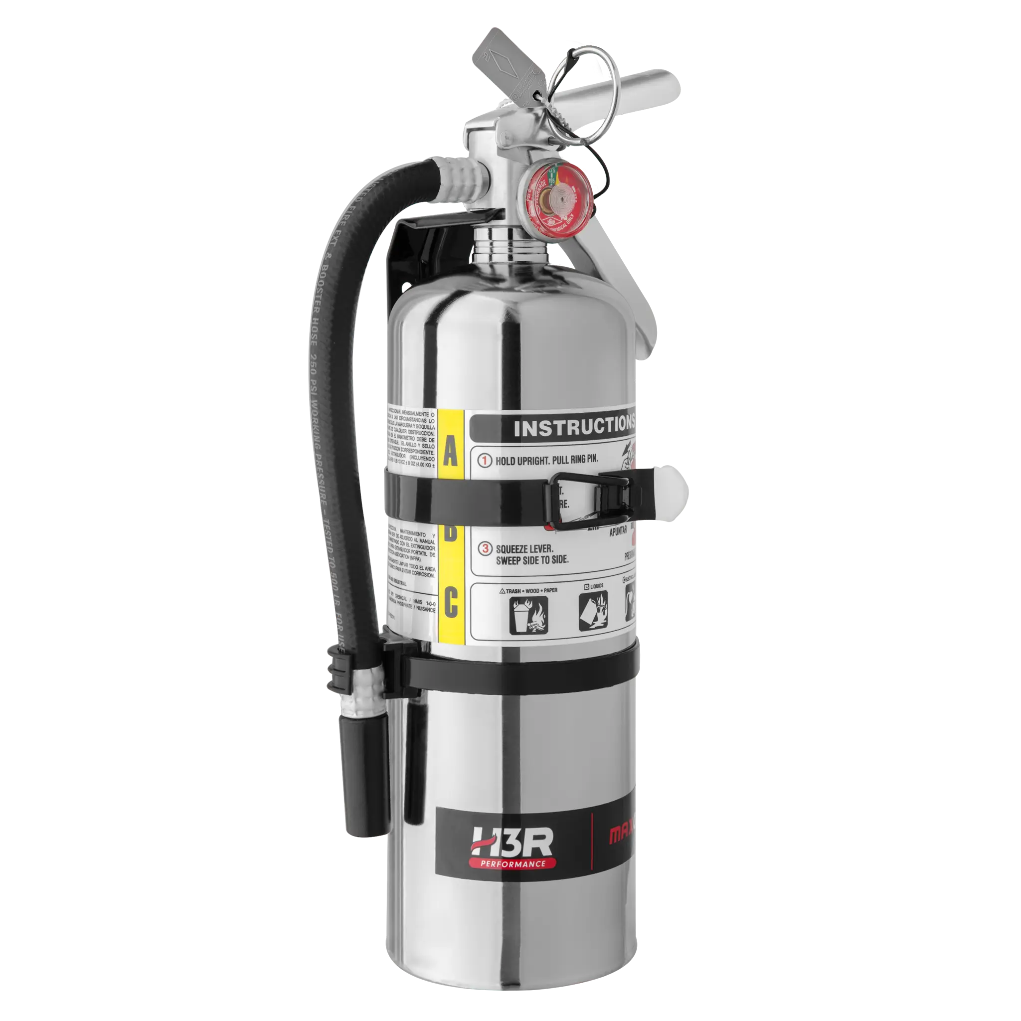 MaxOut Dry Chemical Car Fire Extinguisher - 5.0 lb. - Chrome finish with Bracket