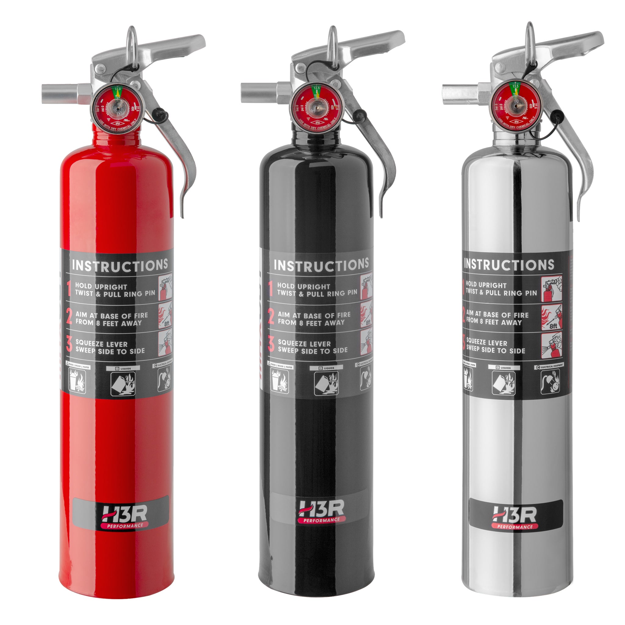 H3R Performance MX250C - Chrome MaxOut Dry Chemical Fire Extinguisher - 2.5 lb