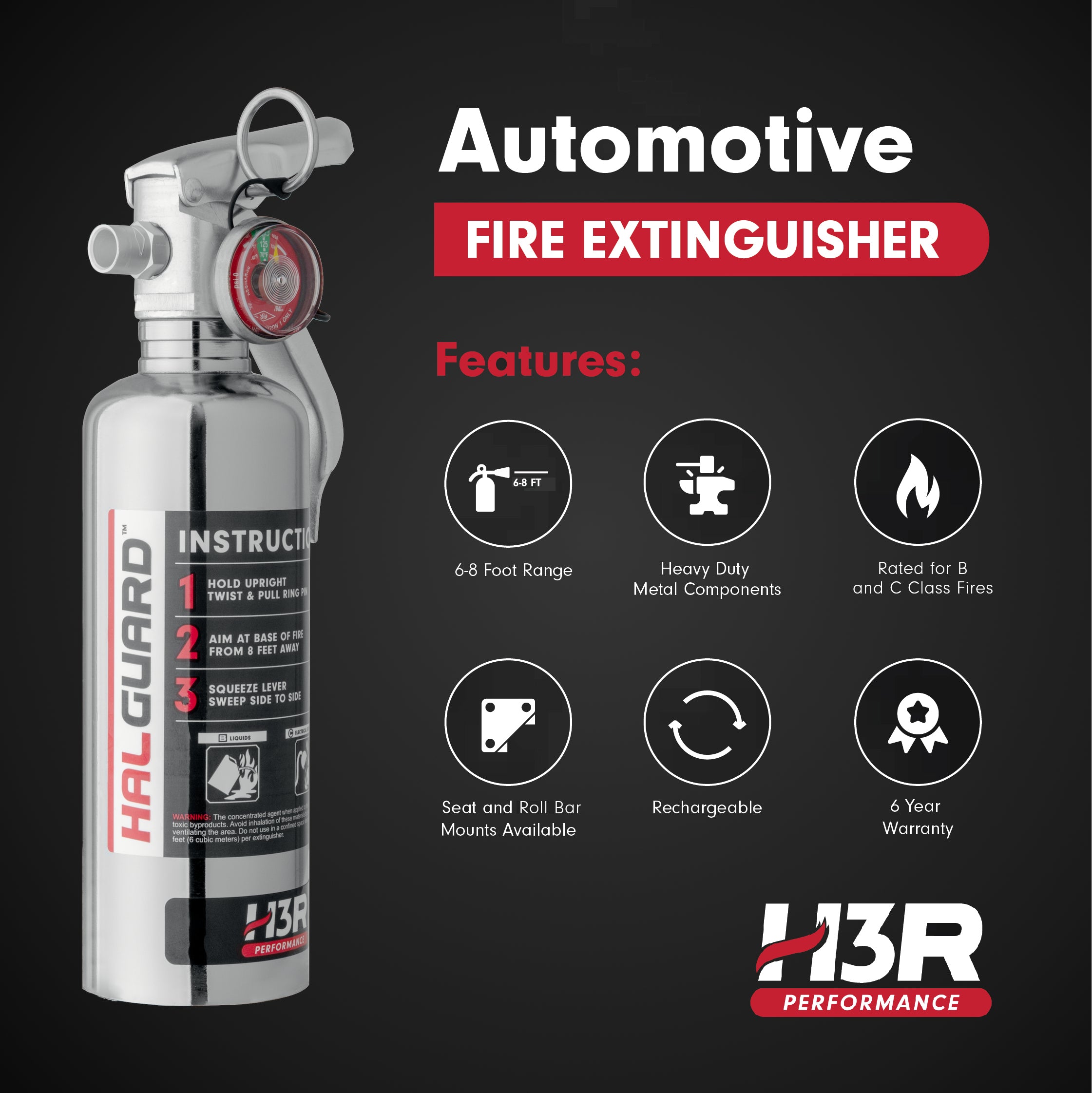 HalGuard Clean Agent Car Fire Extinguisher - 1.4 lb.