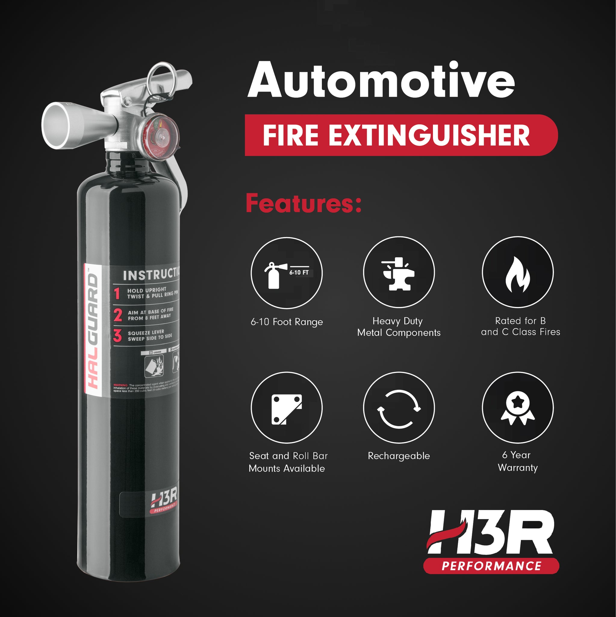 HalGuard Clean Agent Car Fire Extinguisher - 2.5 lb.