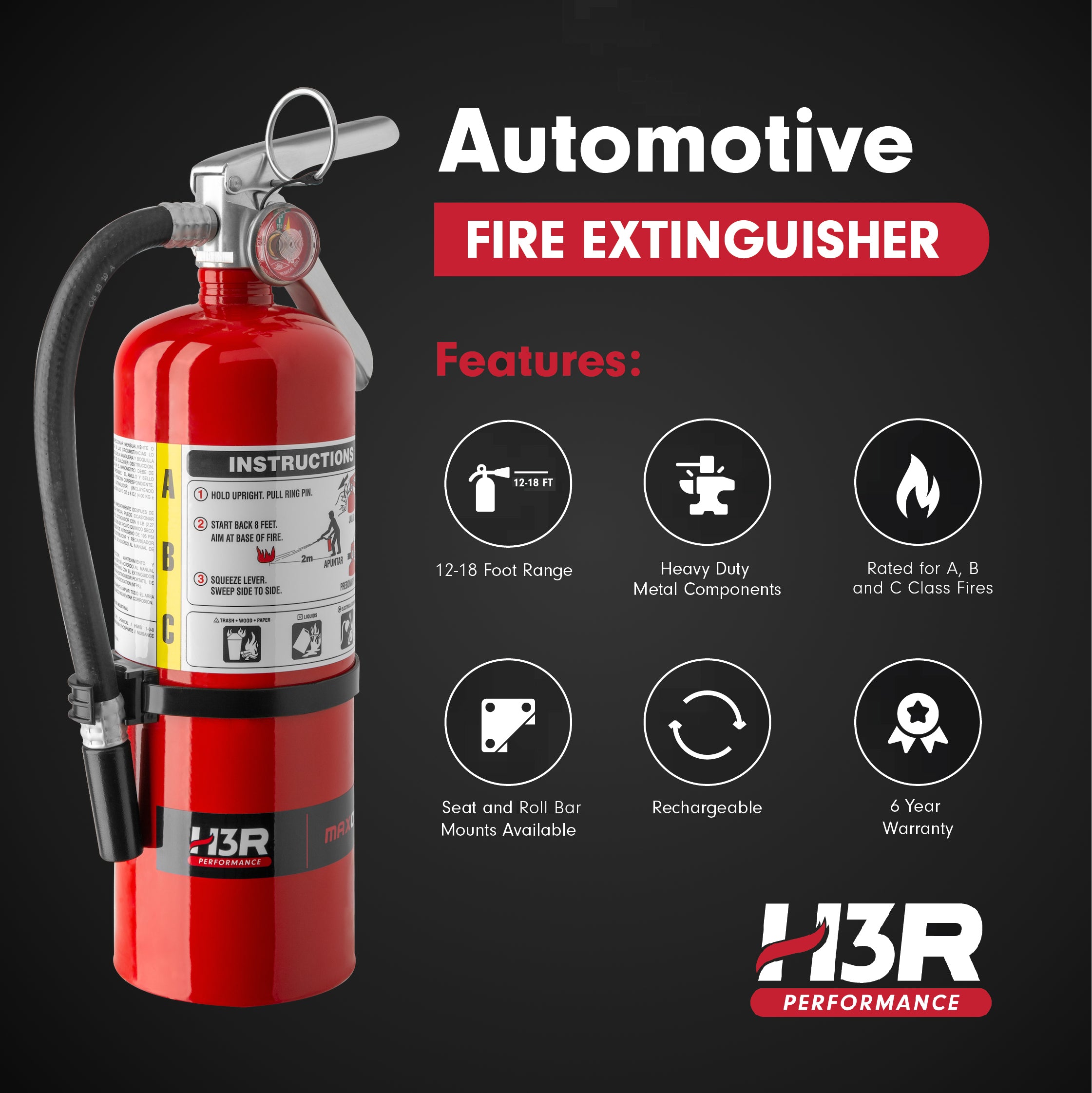 MaxOut Dry Chemical Car Fire Extinguisher - 5.0 lb.